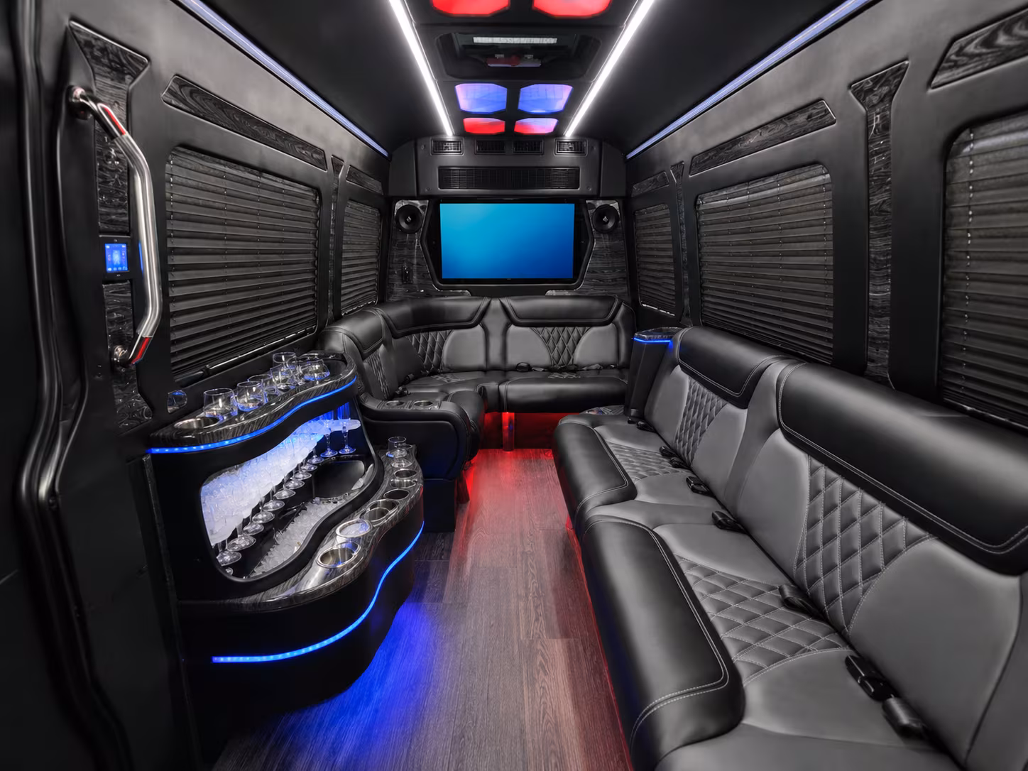 high point 50 passenger party bus interior