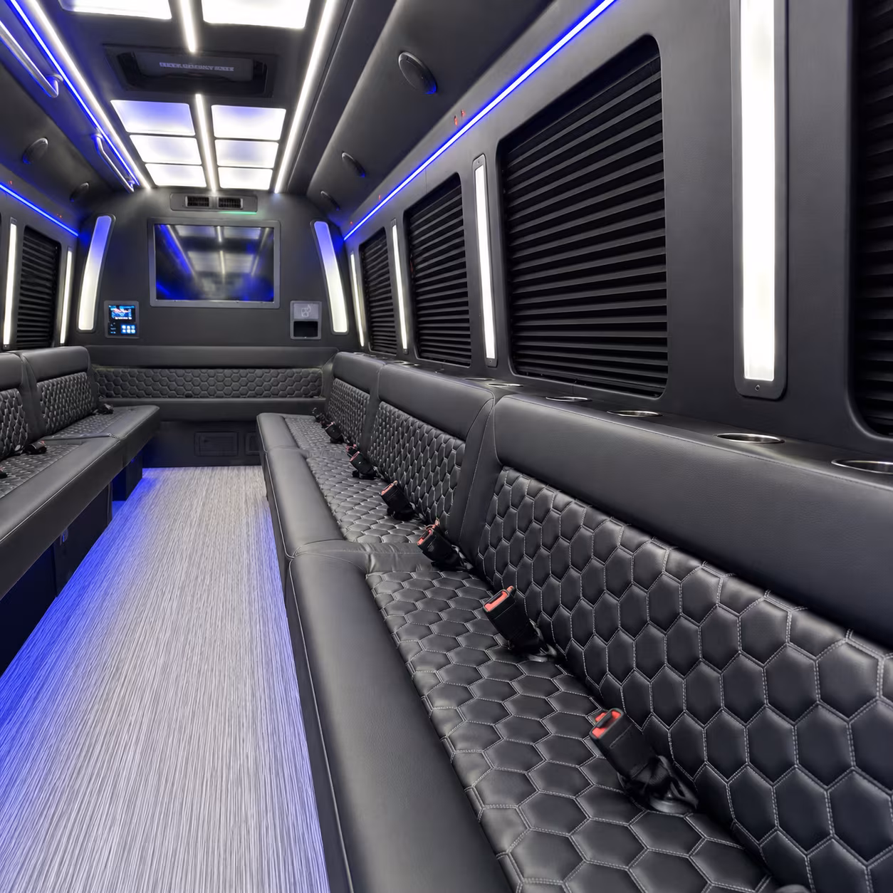 high point party bus rental interior